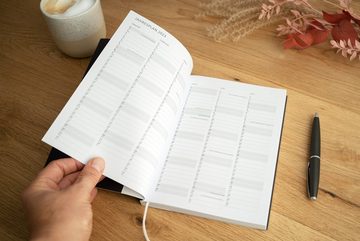 Eine der Guten Verlag Terminkalender Terminplaner 2024 - A5, schwarz, 1 Doppelseite / Woche, 144 S. FSC-Papier, Softcover, klimaneutral