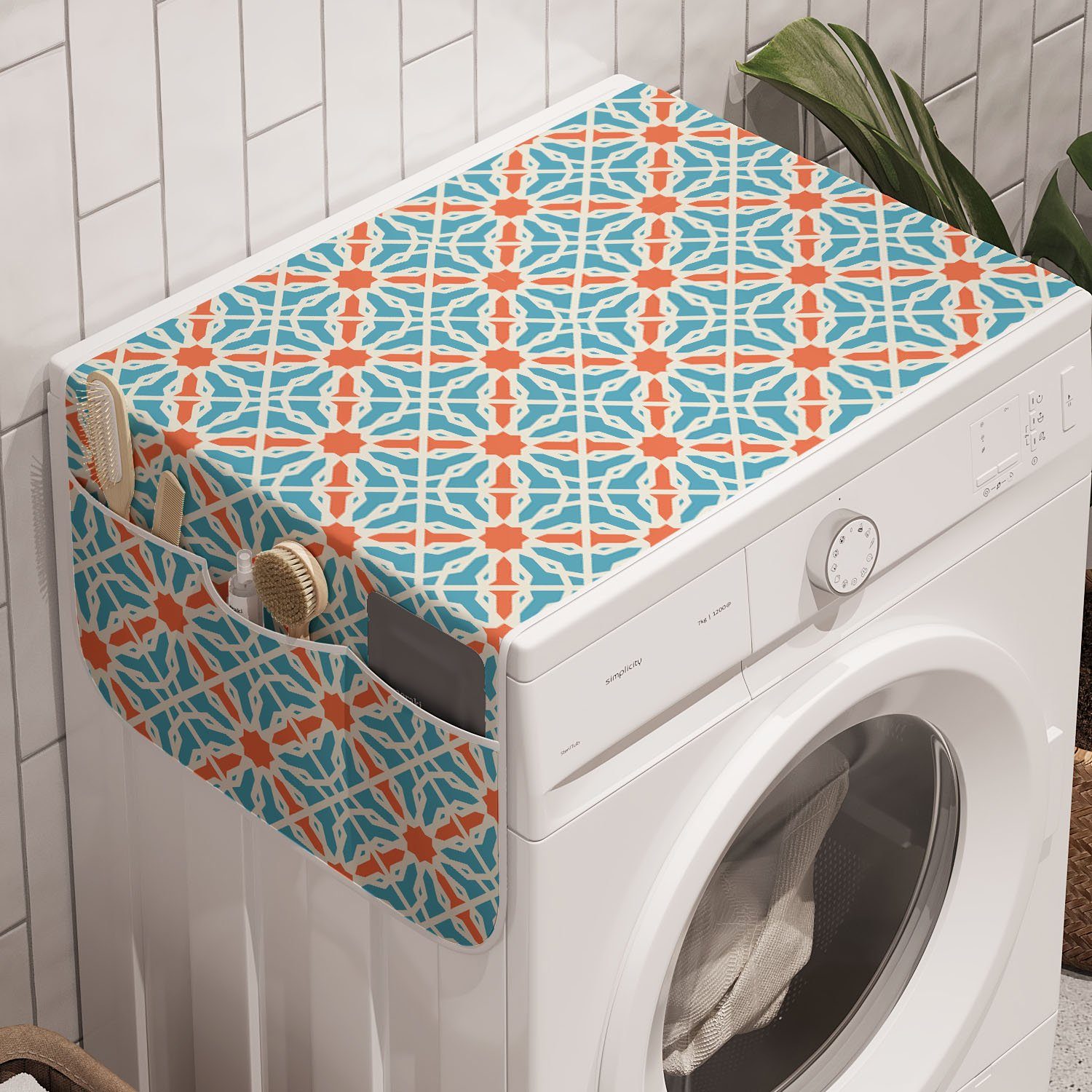 orientalisch für Waschmaschine Abakuhaus Trockner, Lattice Anti-Rutsch-Stoffabdeckung marokkanischen Badorganizer und Stil