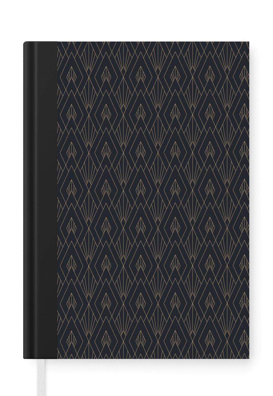 MuchoWow Notizbuch Muster - Art Deco - Abstrakt - Gold, Journal, Merkzettel, Tagebuch, Notizheft, A5, 98 Seiten, Haushaltsbuch