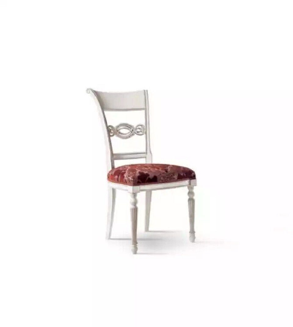 JVmoebel Esszimmerstuhl Weißer Stuhl Esszimmerstühle Holzstuhl Textil Esszimmer Design (1 St), Made in Italy