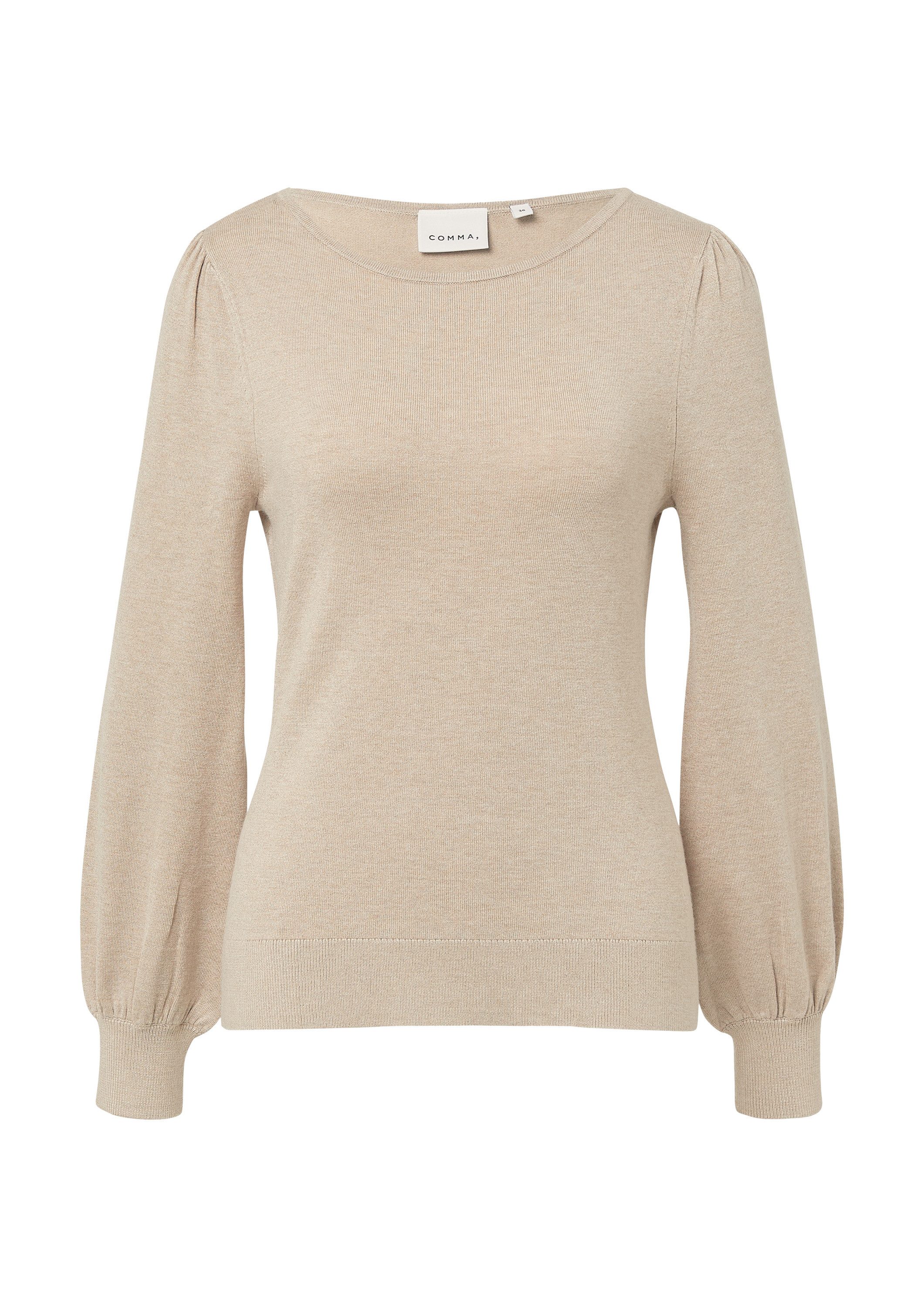 comma Longpullover Strickpullover Feinstrickpullover mit leichten Ballonärm günstig online kaufen