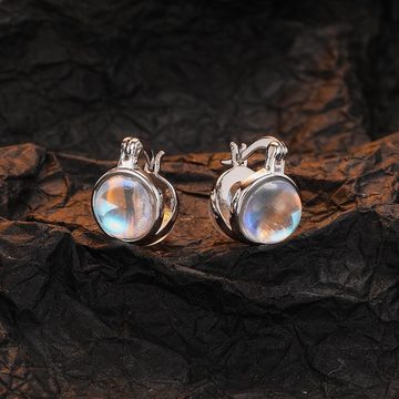 Fivejoy Paar Ohrhänger Mondstein-Ohrringe für Damen,Reif-Ohrringe, Runde Ohrringe (2-tlg), Kann zu Ihrem Lieblingsoutfit getragen werden