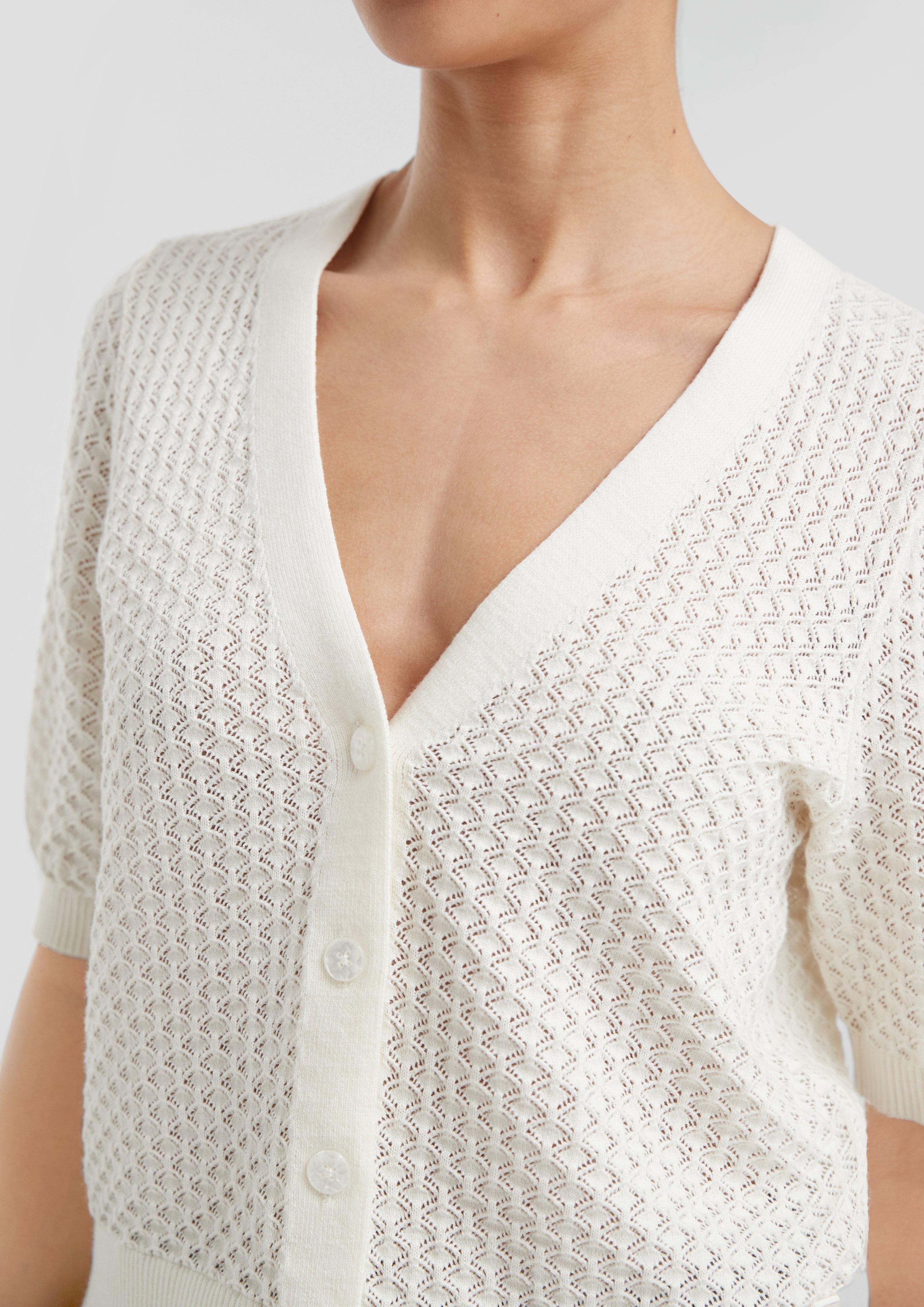 QS Funktionsjacke Strickjacke mit Ajourmuster günstig online kaufen
