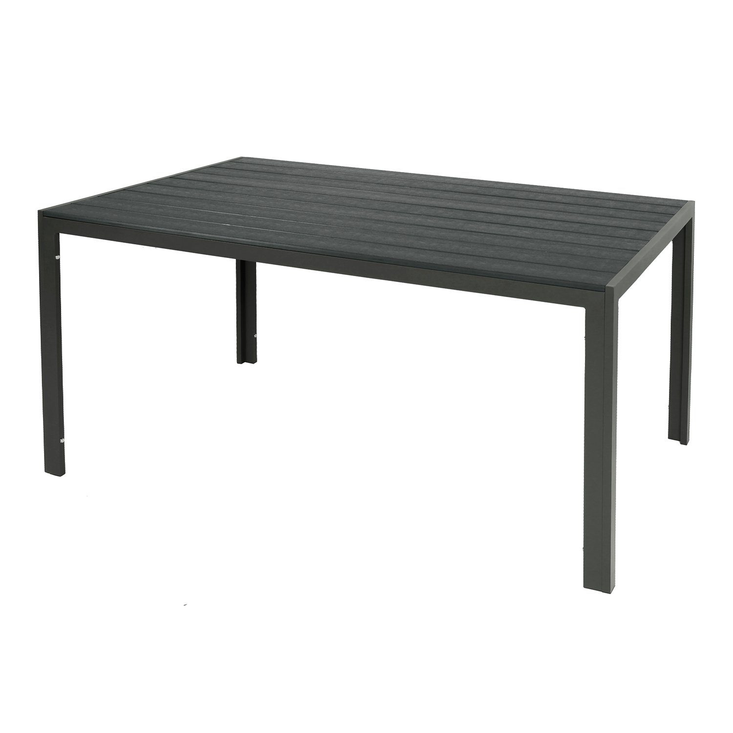 6x Tisch 1x Mojawo Stapelstuhl + 7-teilig Gartengarnitur Anthrazit/Grau/Beige Sitzgarnitur 160x90cm Essgruppe Polywood