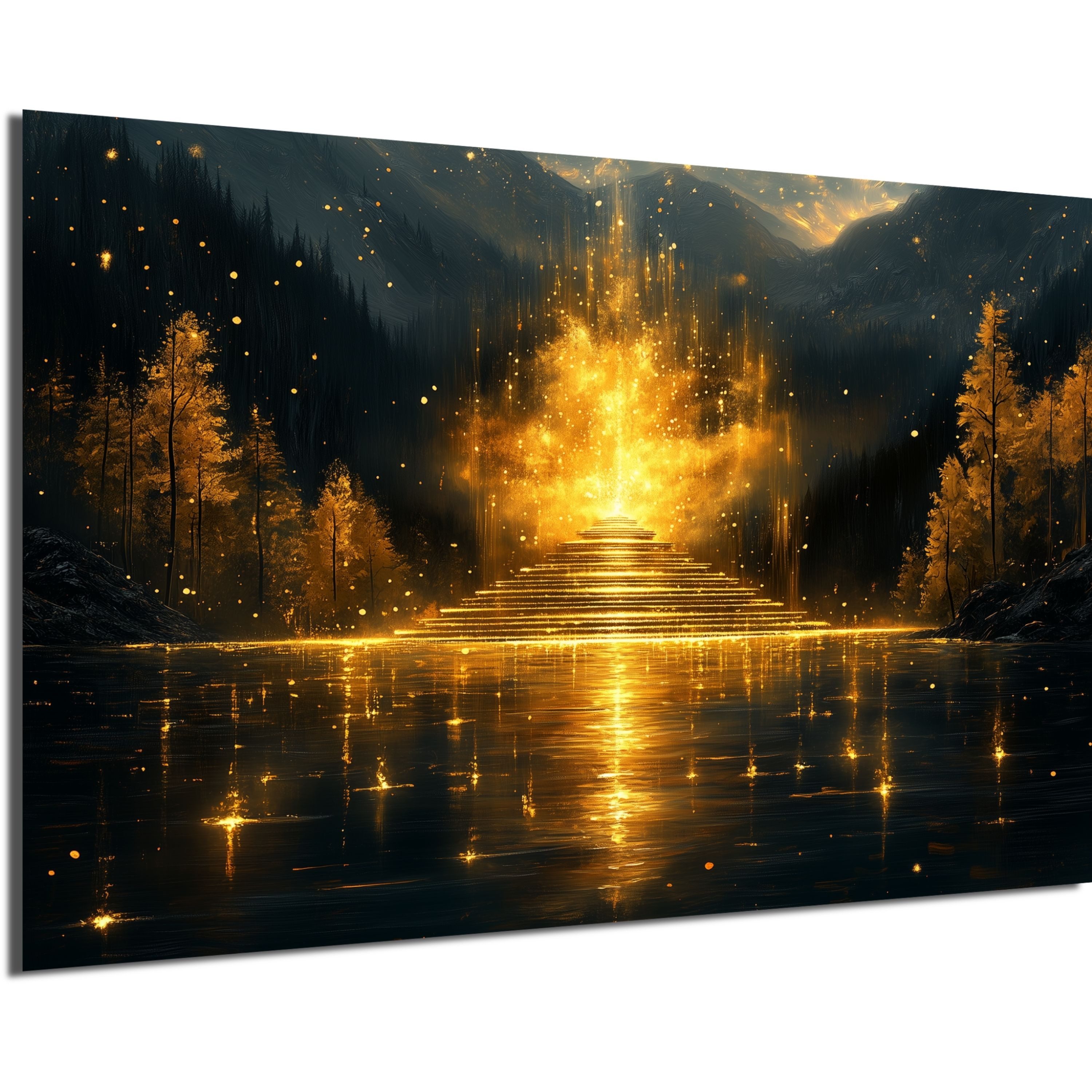 DARO Design Leinwandbild Modern Abstrakt Wandbilder XXL Wandbild Wand Deko Leinwand Bilder, (goldener Altar - Bild groß Wohnzimmer Schlafzimmer Küche Esszimmer Einteilig Querformat Fotodruck Leinwände Wanddeko Abstrakte Kunst Boho), 30x20cm