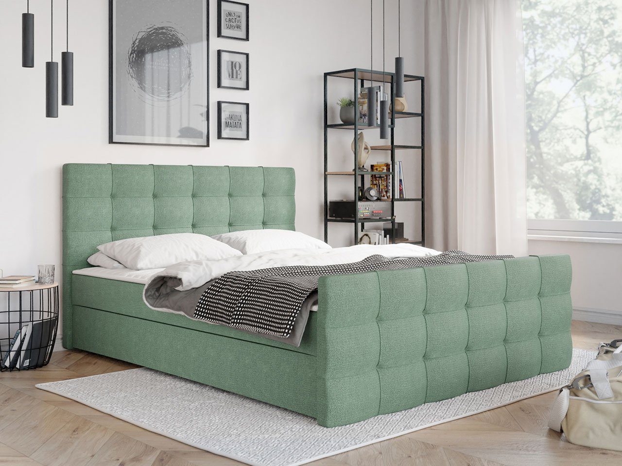 MIRJAN24 Boxspringbett Milano 2 (Kopfteil, Matratze und Topper), Polsterbett mit 2 Bettkästen, Bettgestell