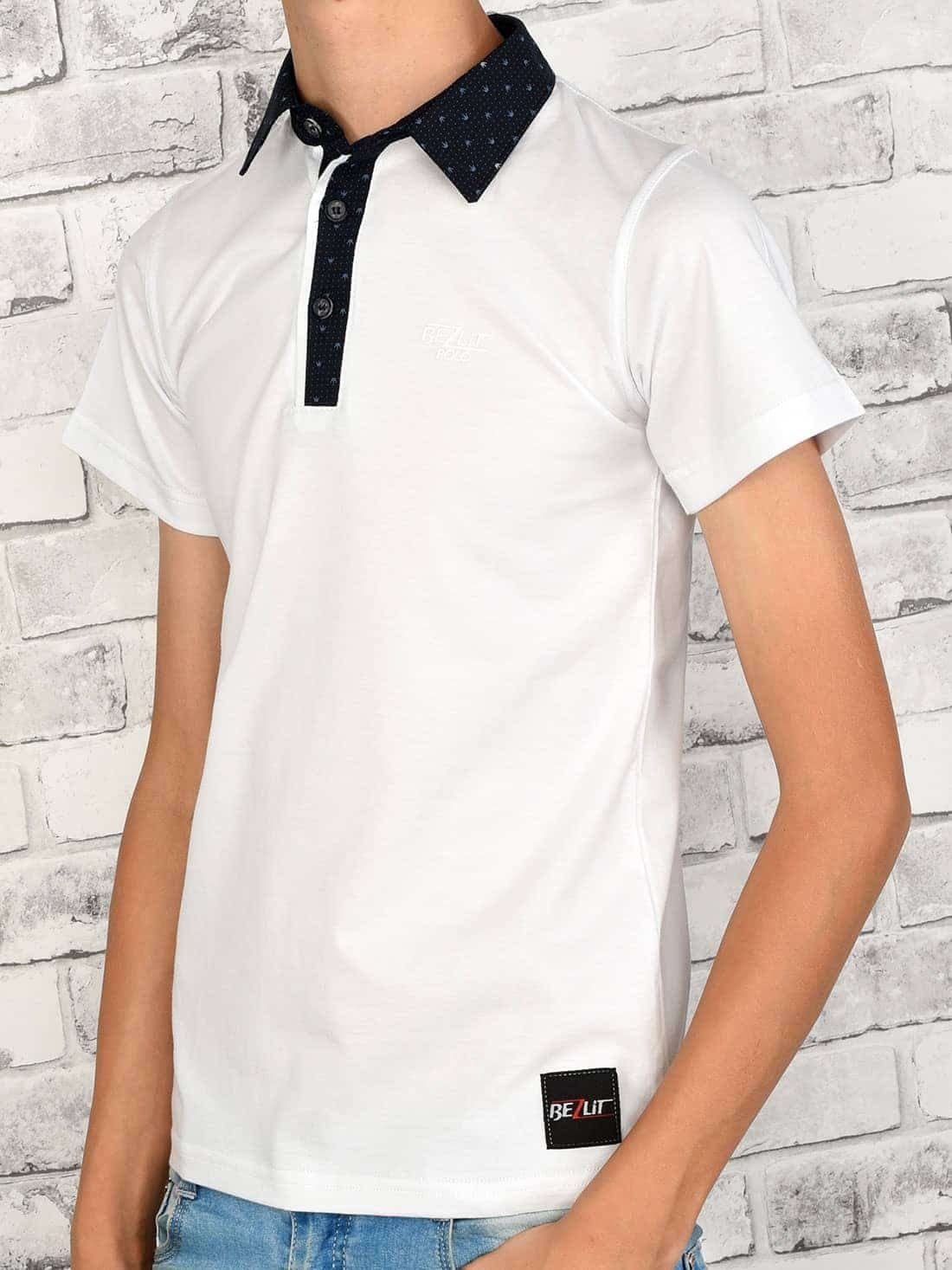 BEZLIT Kurzarmshirt Jungen Polo Shirt mit Casual Kontrastfarben Weiß (1-tlg)