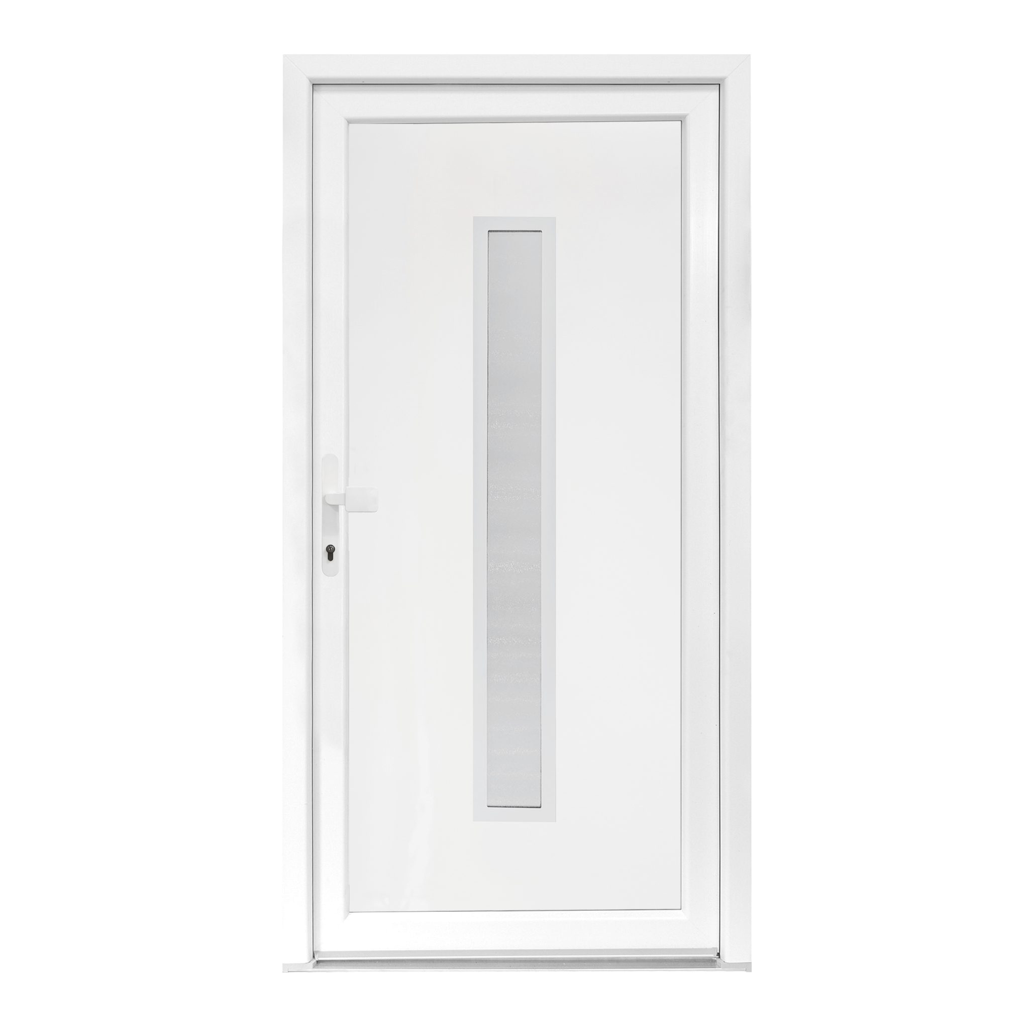 SN Deco Haustür Serena mit Edelstahlstoßgriff/Türknopf, 980x2000 mm, Thermisch getrennte Alu-Bodenschwelle sowie Wetterschenkel