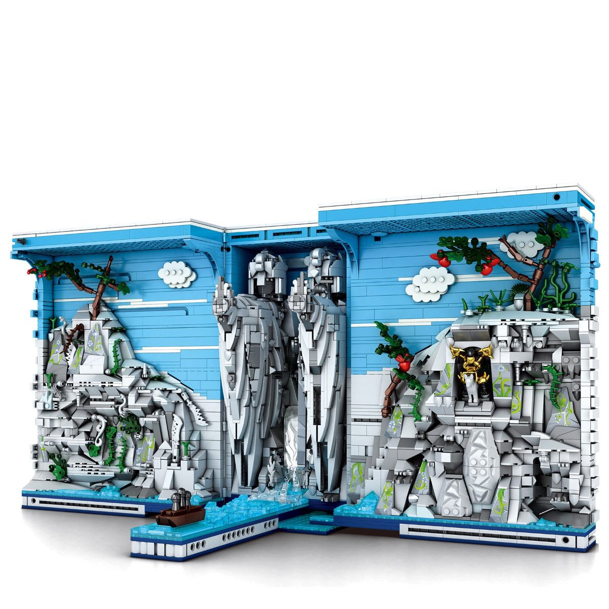 Reobrix 66039 Spielbausteine, (Modellbausatz, 3307 St., Bausatz), Faltbares Diorama mit integrierter Beleuchtung