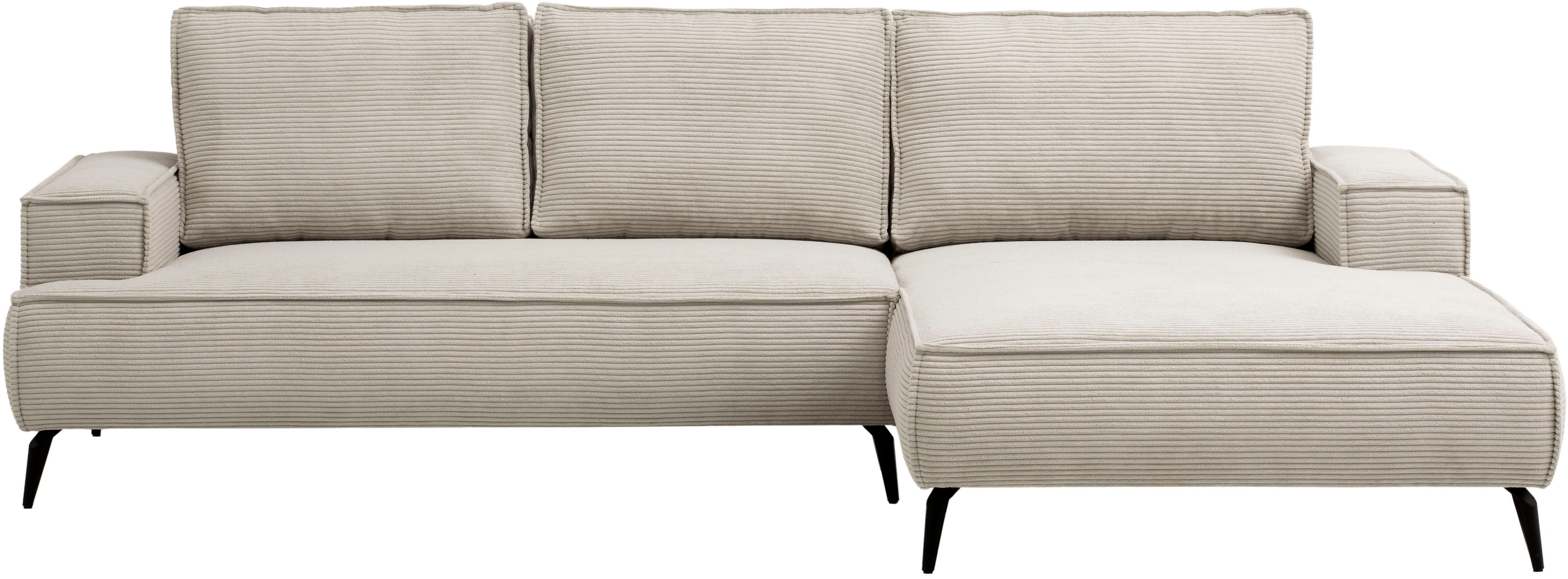 Home affaire Ecksofa TVINNU, L-Form, 275cm, in Cord und Leinenoptik, wahlweise Recamiere rechts/links, schwarze Füße, bequemer Sitzkomfort