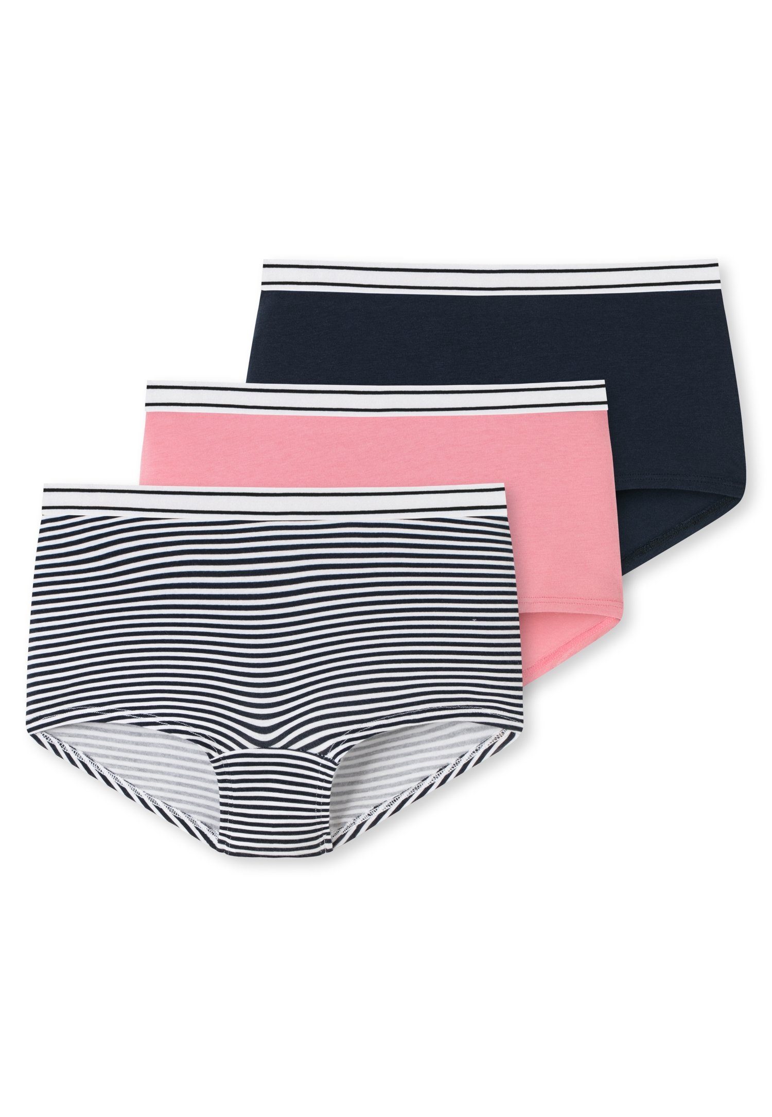 Schiesser rosa (3er-Pack) gestreift softem Panty mit schwarz Bundgummi