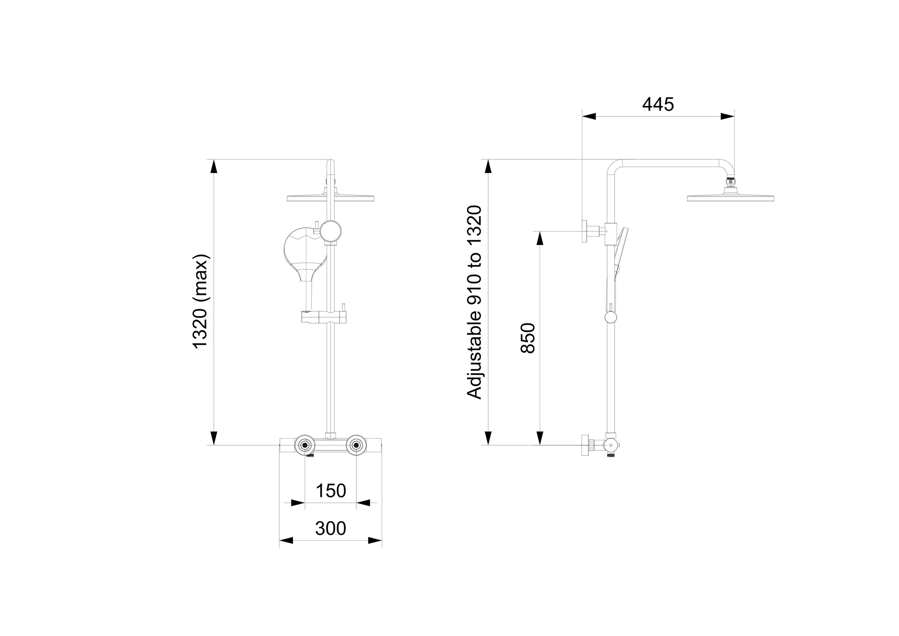 Bernstein Duschsystem 4011 PRO, Duschsäule Thermostat Schwarz - Inkl. Handbrause & Regenduschkopf