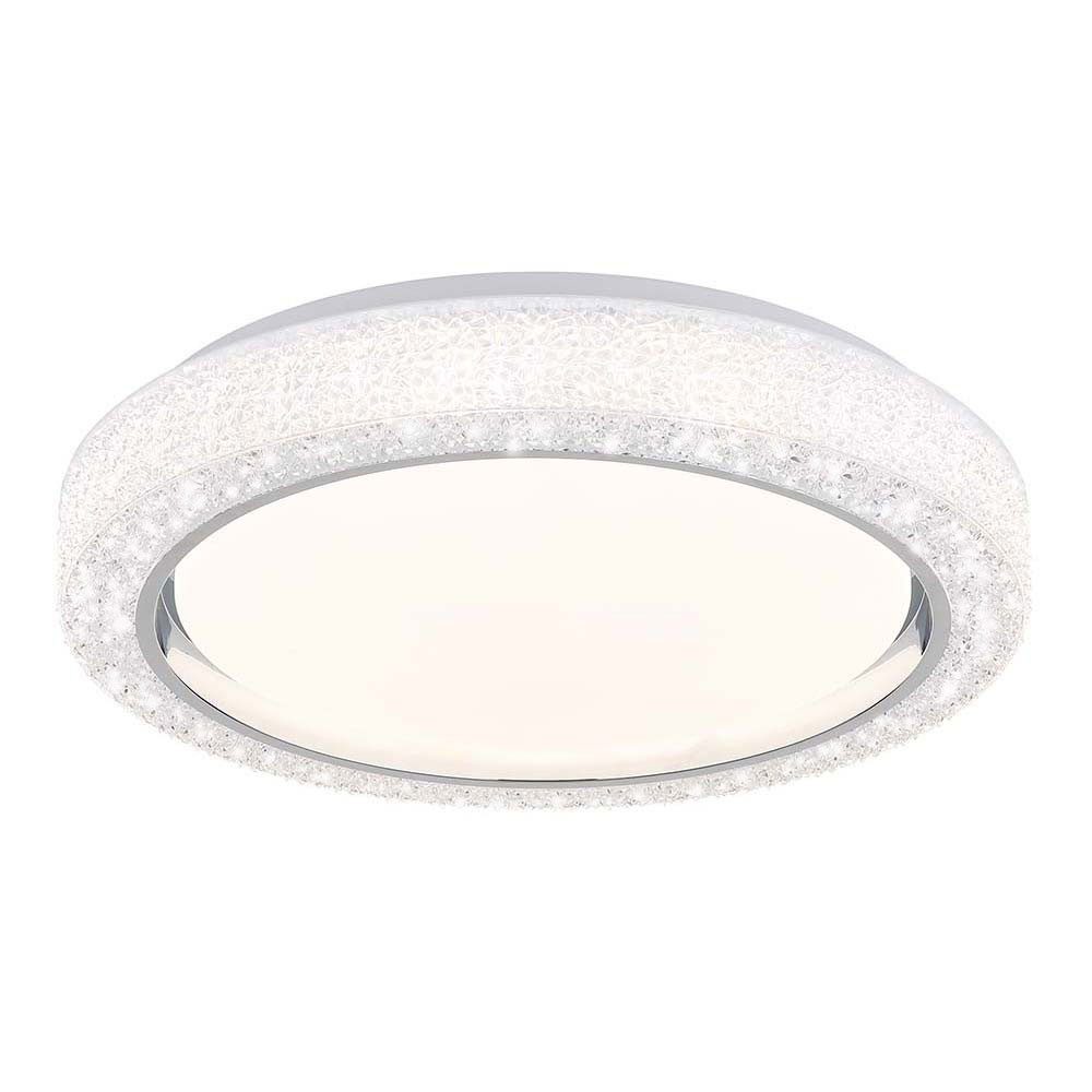 GLOBO LIGHTING LED Deckenleuchte, LED-Leuchtmittel fest verbaut, Farbwechsel, Neutralweiß, Kaltweiß, Warmweiß, Tageslichtweiß, LED Deckenleuchte Deckenlampe Wohnzimmerleuchte opal Kristalle CCT