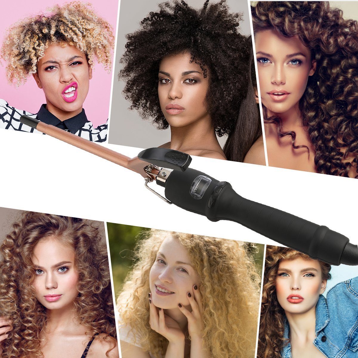 LETGOSPT Lockenstab Profi 9mm Lockenstab, LCD-Display Keramischer Lockenwickler 80-210℃, Keramik-Beschichtung, Schnelles Aufheizen, Temperatur Einstellbar, Handschuh, für Alle Haare