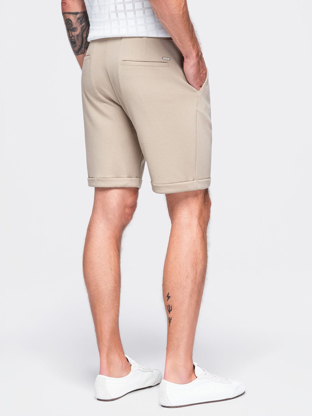OMBRE Chinoshorts Herren Chino-Shorts mit elastischem Bund Sand XXL (kein Set, 1-tlg) in Unifarbe – Bild 4 von 5