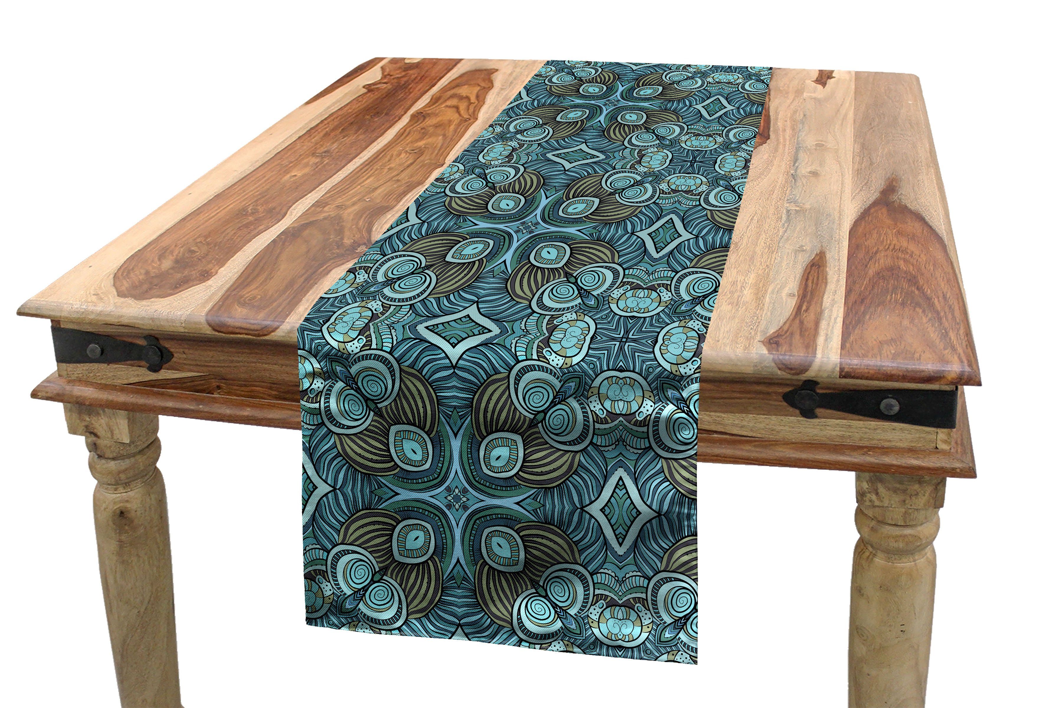 Palette Tischläufer, Ethnisch Hippie Aqua Abakuhaus Esszimmer Tischläufer Rechteckiger Küche Dekorativer Color
