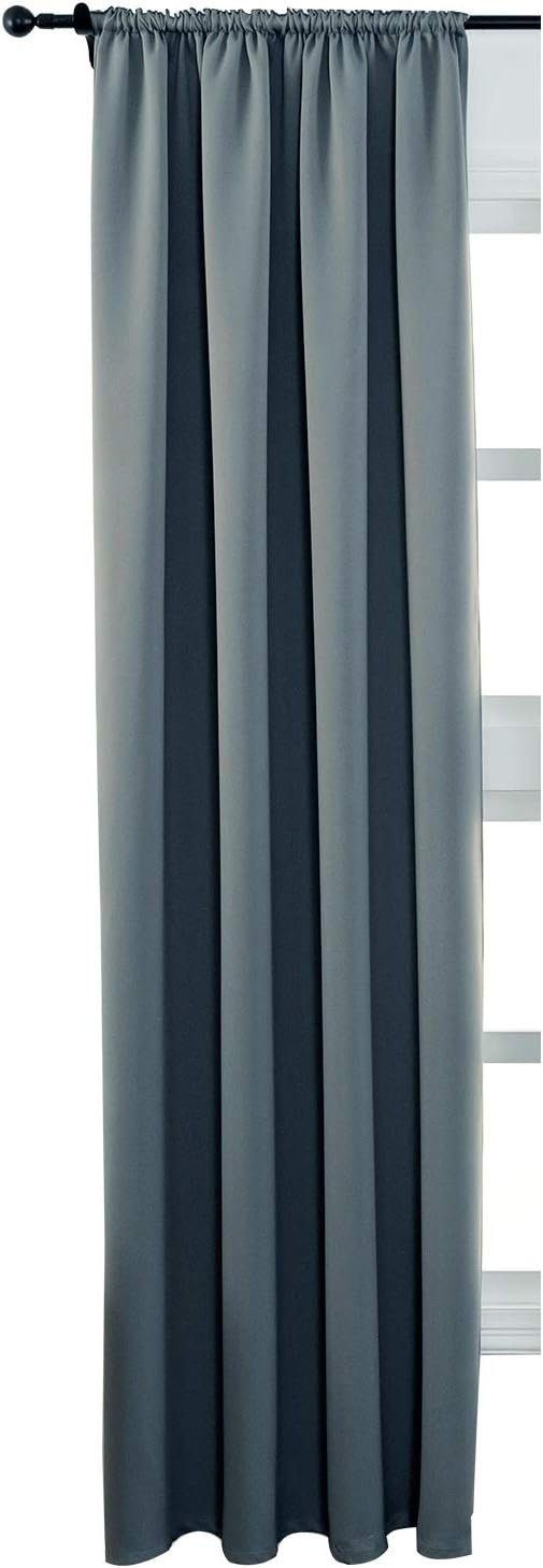 Gardine, Woltu, (1 St), Kräuselband Schiene, mit blickdicht, schiefer-grau 250 g/m² für Blickdicht