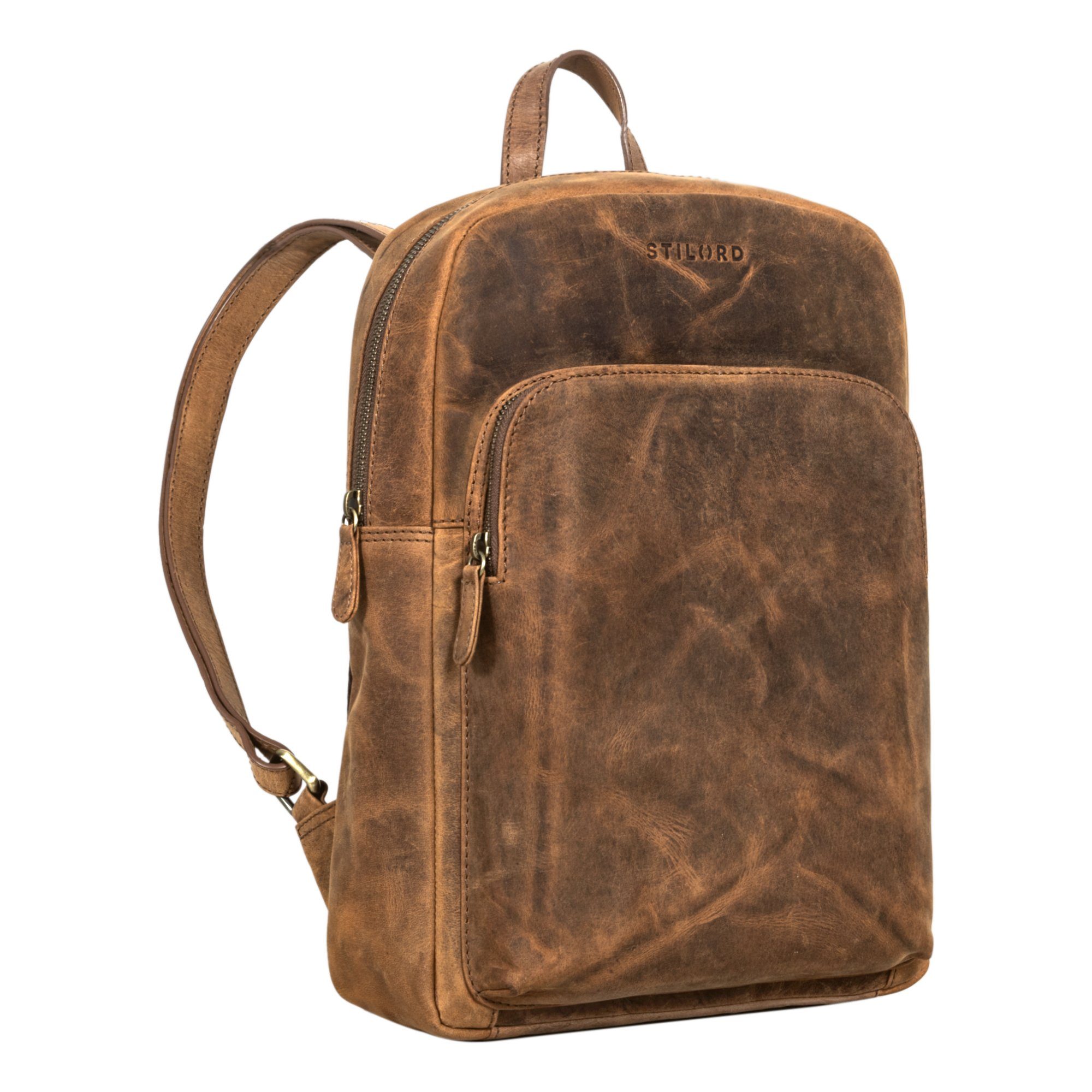 STILORD Notebookrucksack "Jona" Lederrucksack mit Laptopfach 15,6 Zoll Echtleder Herren / Damen