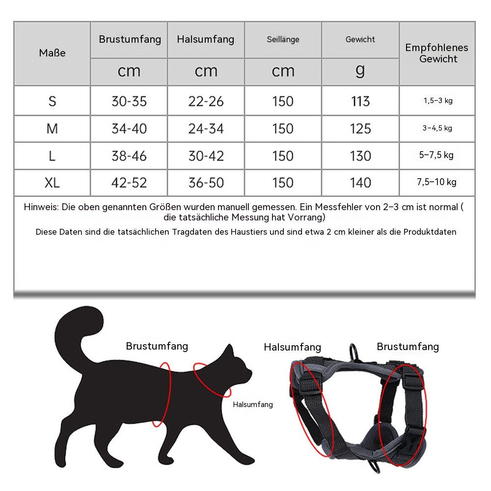 Ledander Katzen-Geschirr Verstellbares Katzengeschirr mit Leine, reflektierend und atmungsaktiv, Brustgeschirr für Katzen, Kätzchen, kleine Hunde und Welpen