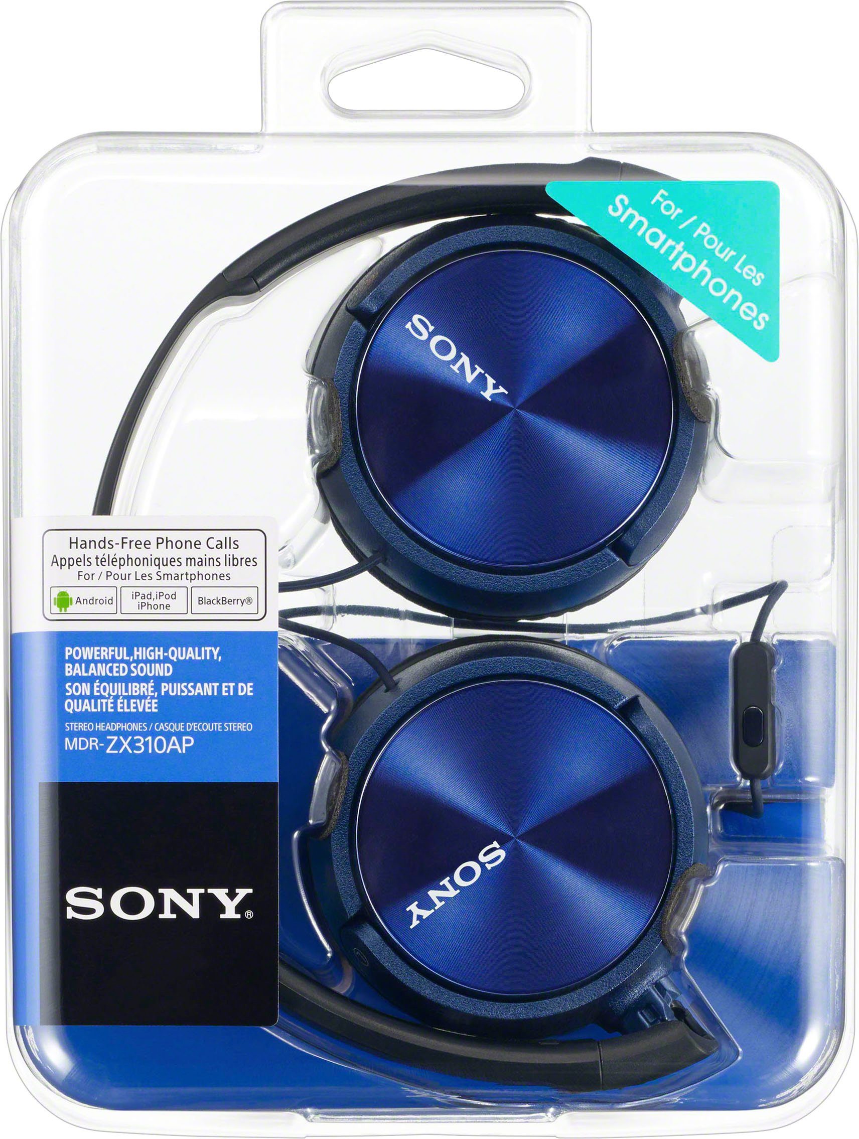 Headset MDR-ZX310AP Funktion) Sony blau (mit Over-Ear-Kopfhörer