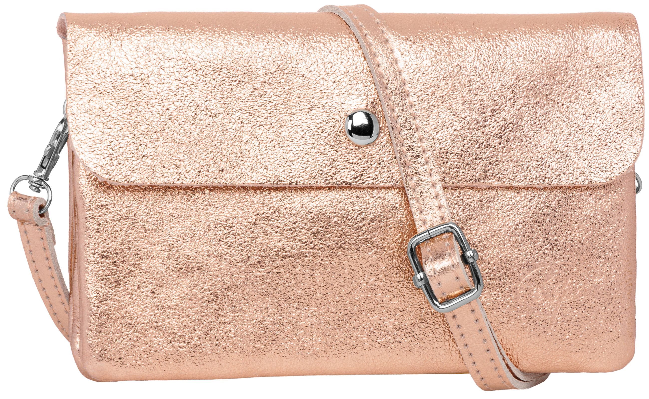 Caspar Umhängetasche Mini Leder Clutch Damen Handtasche - CLASSIC LINE - Modell No.827, leicht, elegant & unempfindlich - 100% Echtleder - Handmade in Italy