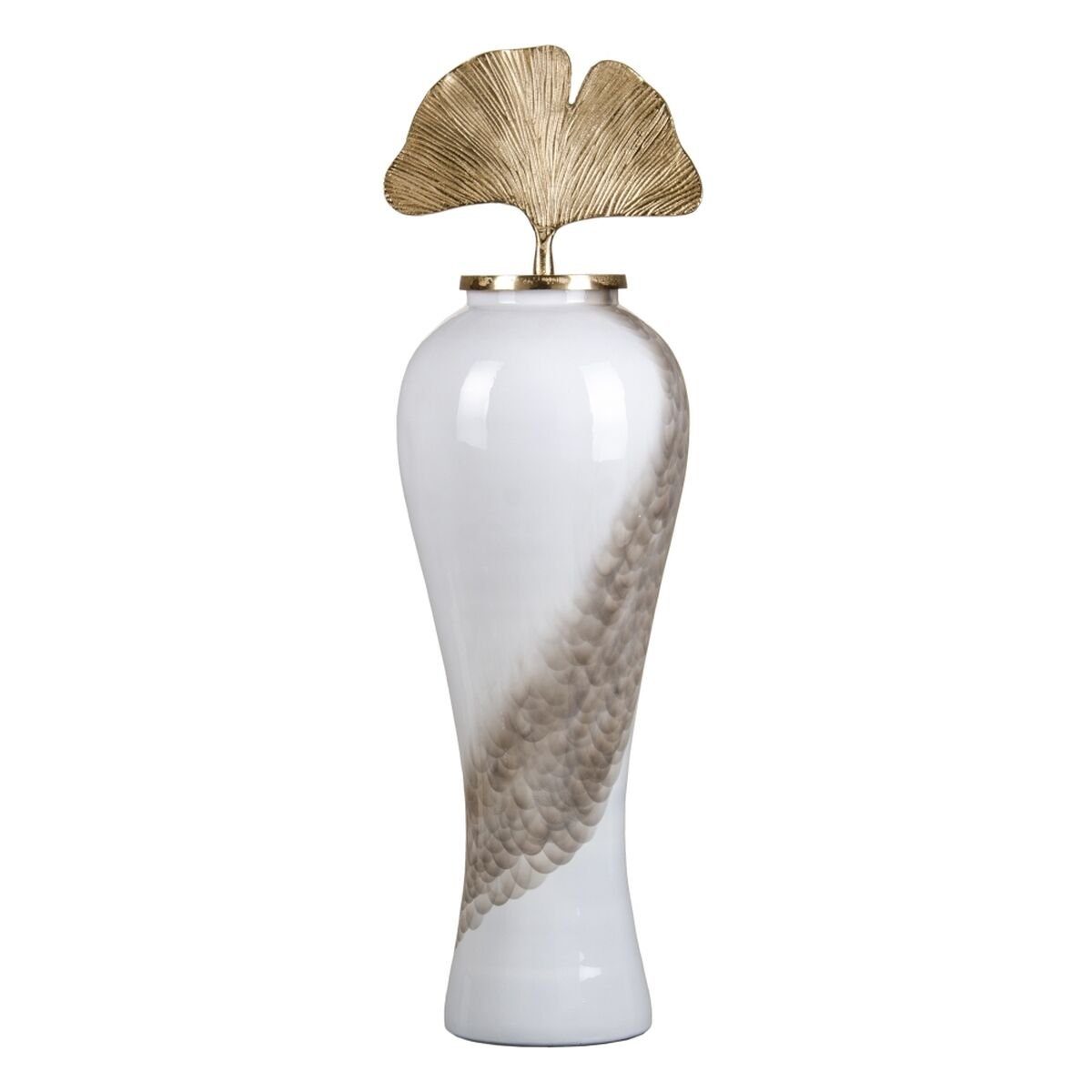 Bigbuy Dekovase Vase 29 x 29 x 102 cm Glas Gold Metall Weiß