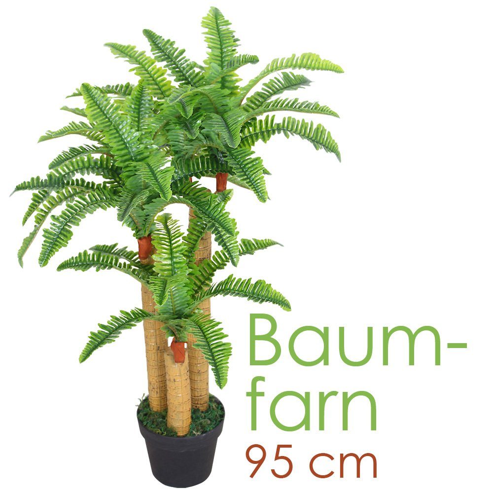 Kunstbaum Baumfarn Kunstpflanze Kunstbaum Künstliche Pflanze mit Topf 95cm, Decovego, Höhe 95 cm