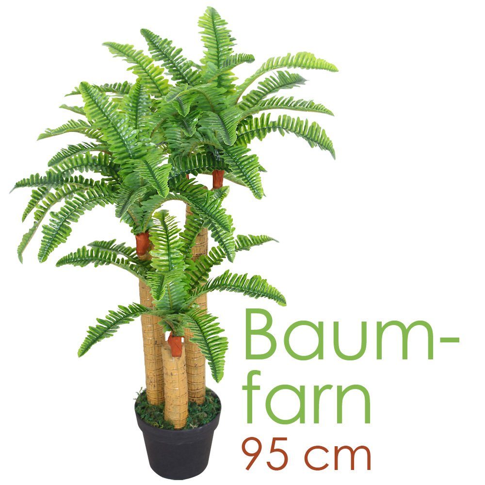 Kunstbaum Baumfarn Kunstpflanze Kunstbaum Künstliche Pflanze mit Topf 95 cm