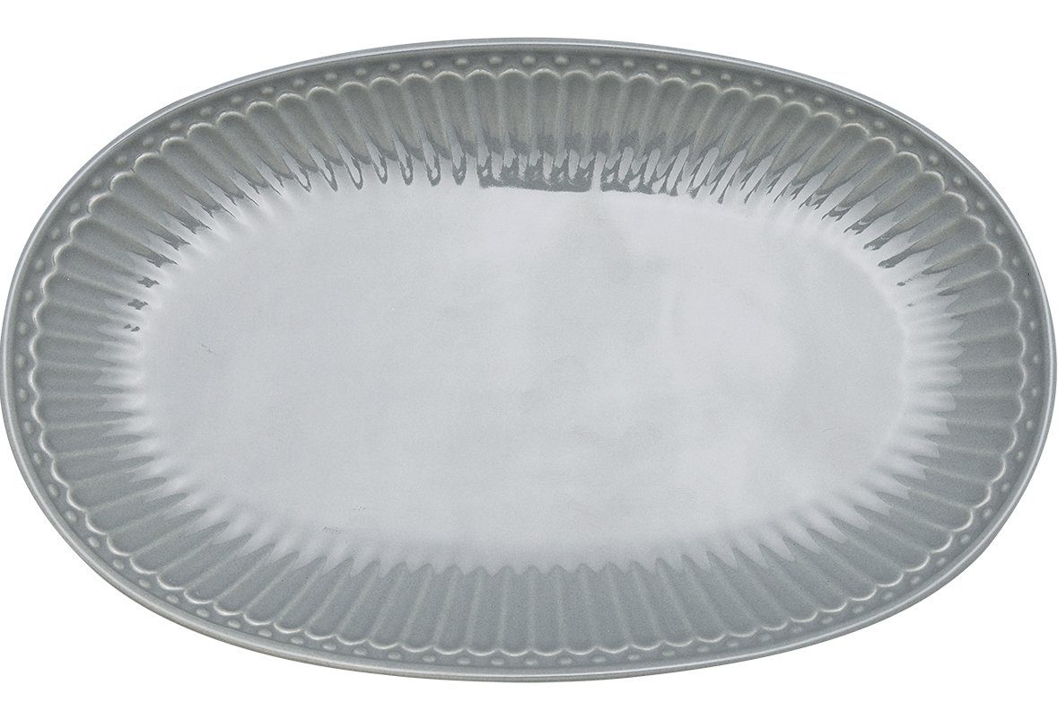 Greengate Servierteller Alice Тарелки oval stone grey 23 cm, Steinzeug, (Frühstücksteller)