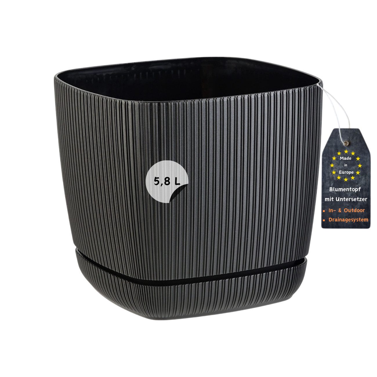 Engelland Blumentopf Pflanztopf mit Drainagesystem & Untersetzer (21 x 21 c günstig online kaufen