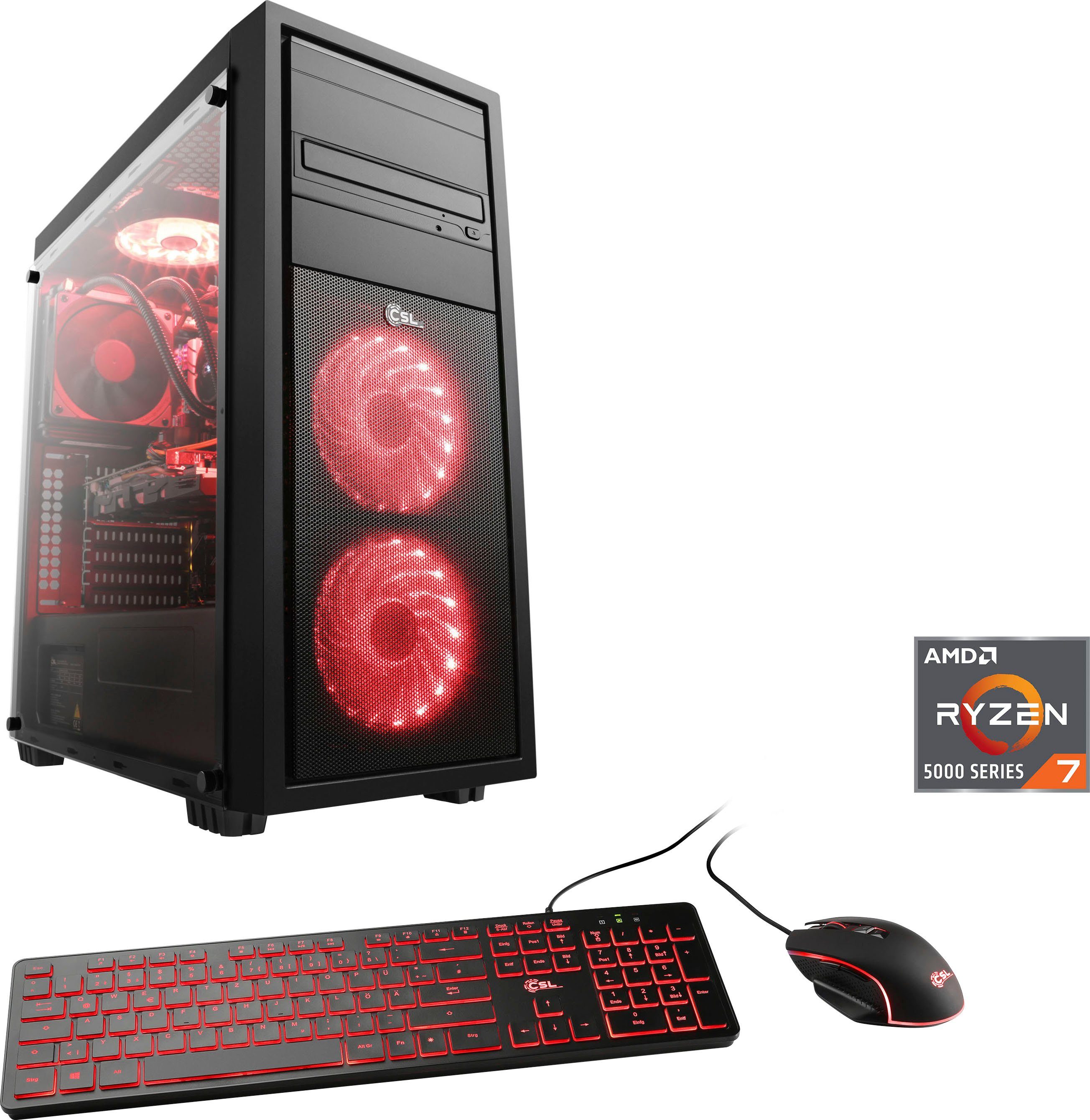 CSL HydroX V28319 Gaming-PC (AMD Ryzen 7 5700X, GeForce RTX 3060, 32 GB RAM, 2000 GB HDD, 1000 GB SSD, Wasserkühlung)
