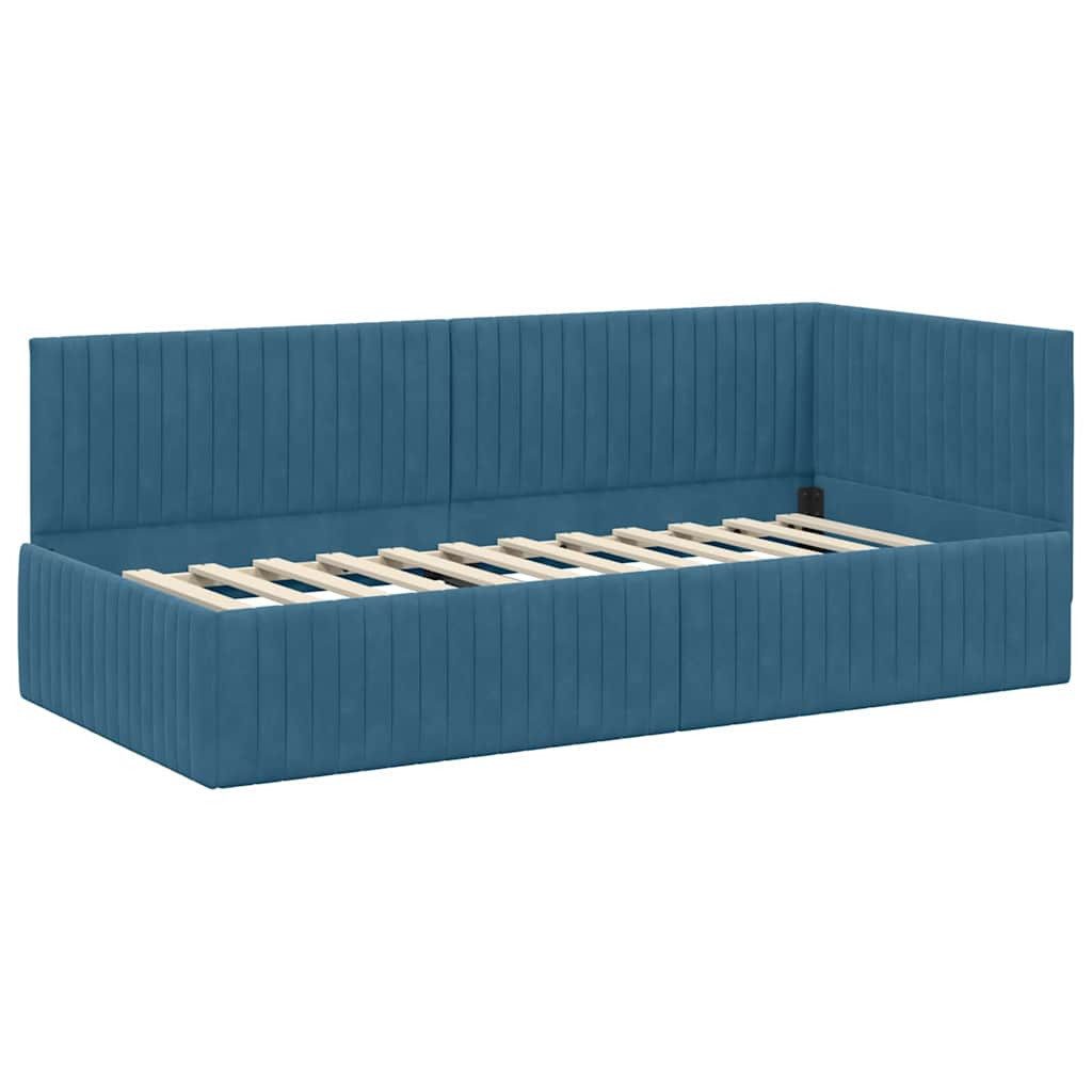 vidaXL Bett Eckbettgestell mit Kopfteil Blau günstig online kaufen