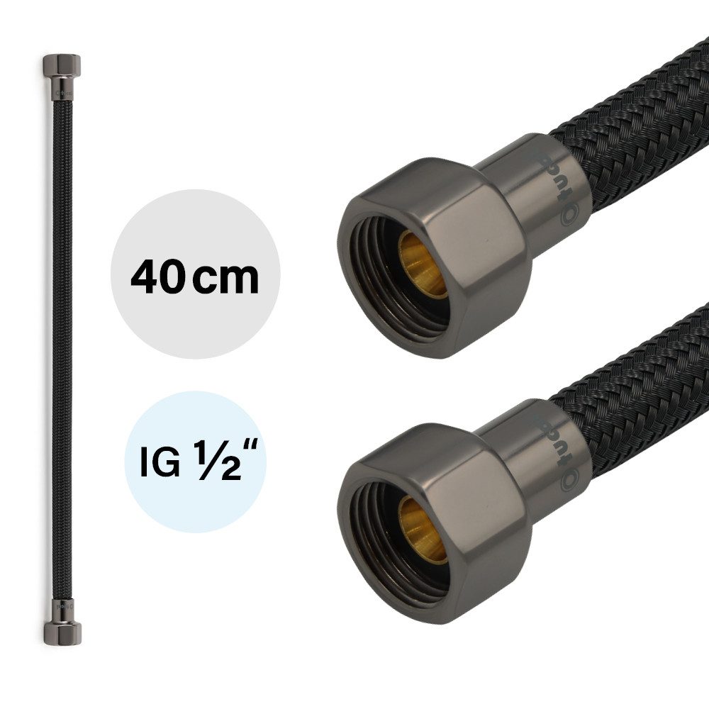 TUCAI Flexschlauch Flexschlauch DN8 IG/IG 1/2" -400mm Schwarz Schwarzstahl