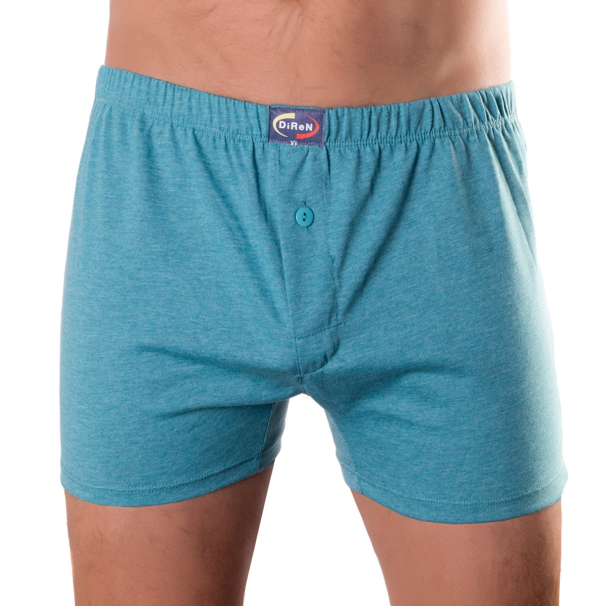 mit Retroshorts (6-er Pack) grün dekorativen Bongual meliert Knöpfe Boxershorts