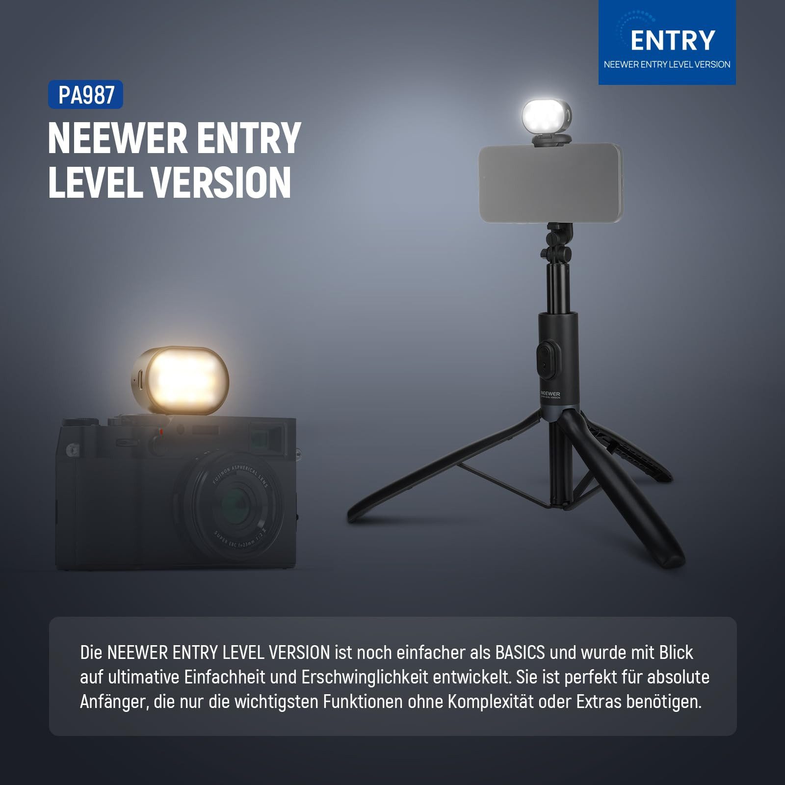 Neewer Selfie-Stick PA987 Selfie Stick Stativ mit Licht, 170cm ausziehbarer Handyhalterung, mit Fernbedienung, 1/4" Gewinde Kaltschuh, für iPhone Samsung Video