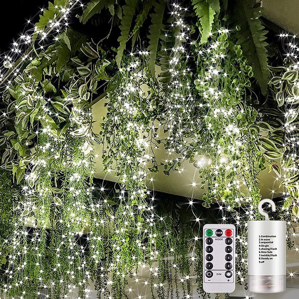 LED-Lichterkette 200LEDs Lichterschweif Wasserfall Batterie für Weihnachten Innen Außen