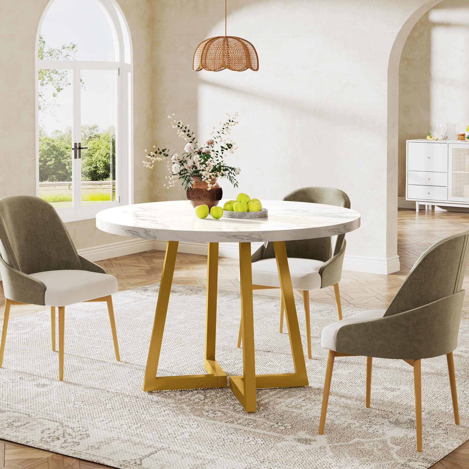 Tribesigns Esstisch 80 cm Quadratischer Küchentisch für 2, mit Metallfuß, für Esszimmer