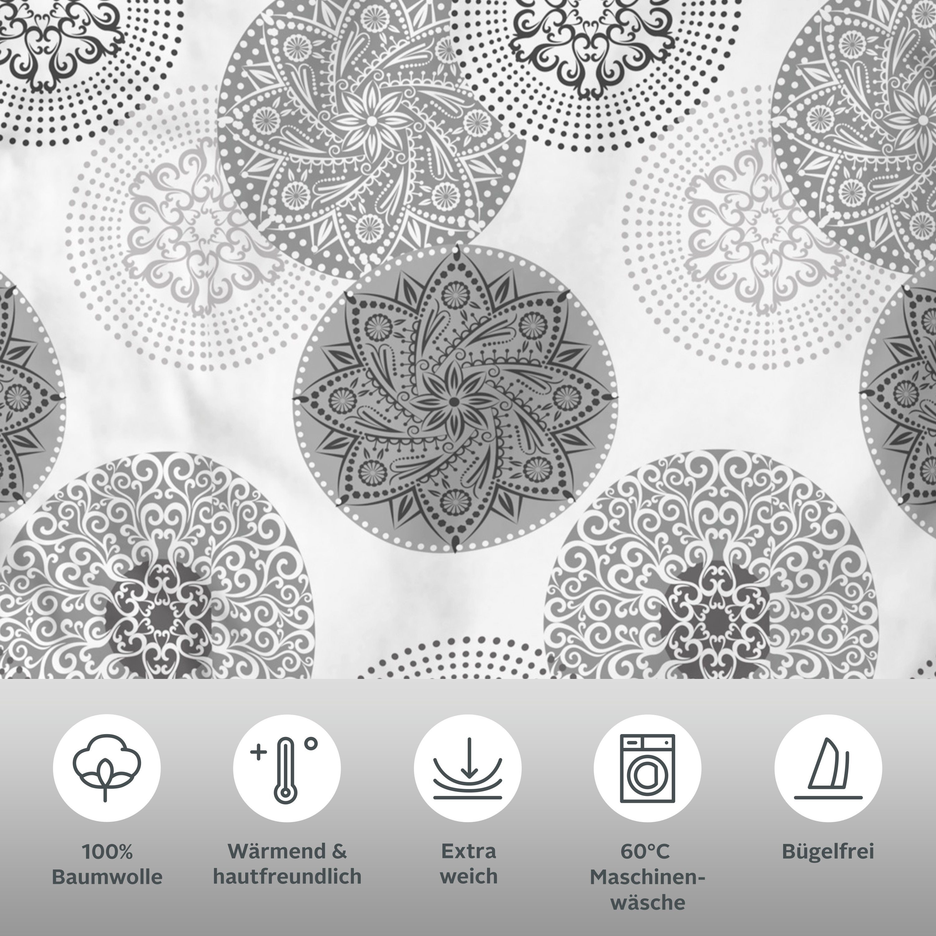 OTTO home Bettwäsche Tesso in Gr. 135x200, 155x220 oder 200x200 cm, Biber, 2 teilig, Bettwäsche mit Ornamenten und in verschiedenen Qualitäten