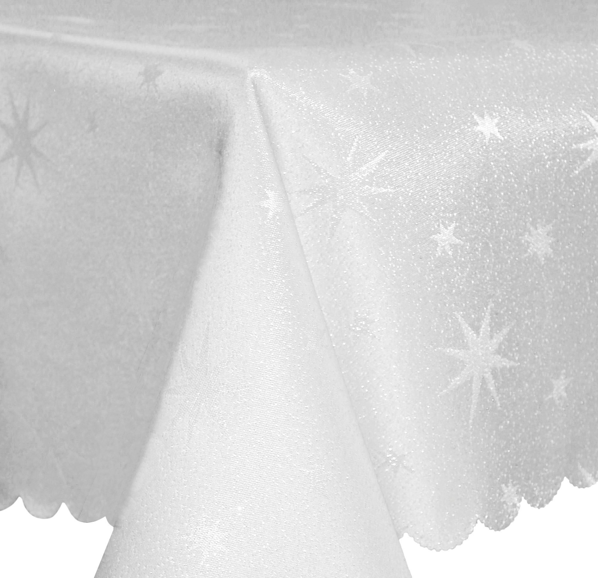 Tischwäsche Lurex Haus glänzend (1-tlg) Deko 130x220 Tischdecke Tischdecke Weiß cm und Weihnachten Sterne