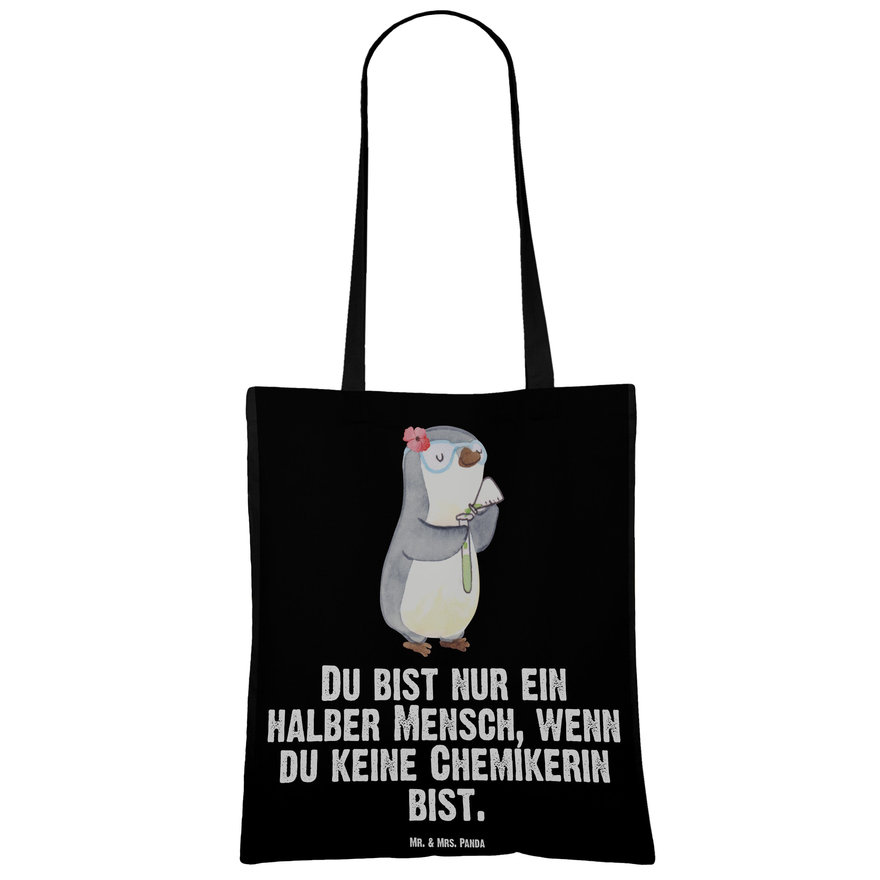 Chemikerin Wissenschaftlerin, Studium, Mr. (1-tlg) Tragetasche Schwarz - Panda - Herz & Geschenk, mit Mrs.