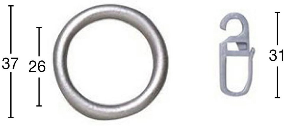 Gardinenring Ring mit Haken, GARESA, Gardinen, (Set, 20-St., mit  Faltenlegehaken), Kunststoff, für leichten bis mittelschweren Behang,  einfache Montage