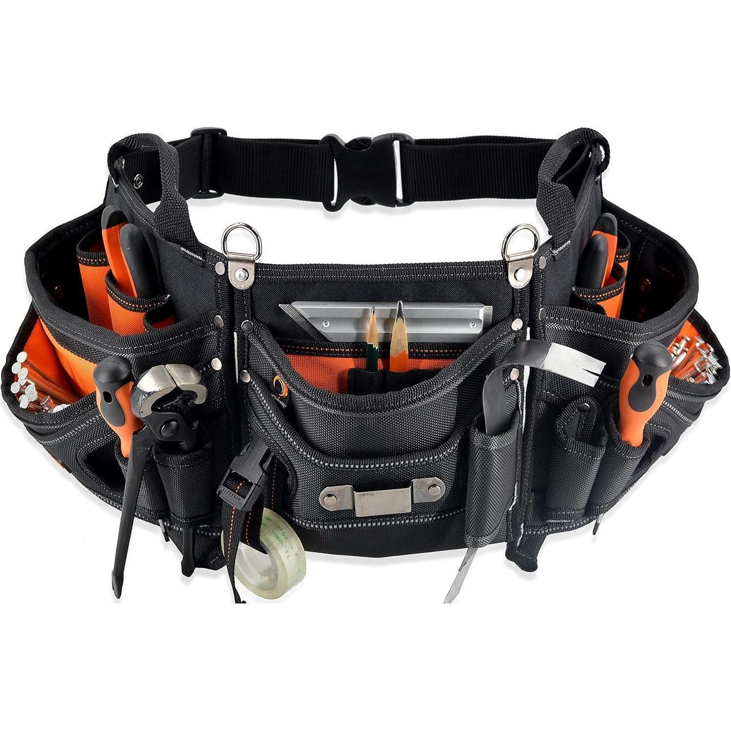 LuxusKollektion Werkzeugtasche Werkzeuggürtel 18 Taschen robust 1680D mit Hammerschlaufe