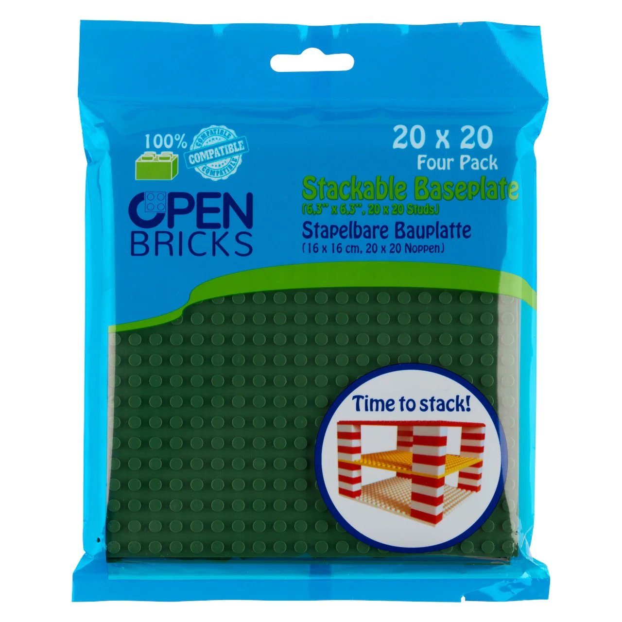 Open Bricks OpenBricks Baseplate 20x20 olive green Konstruktionsspielsteine