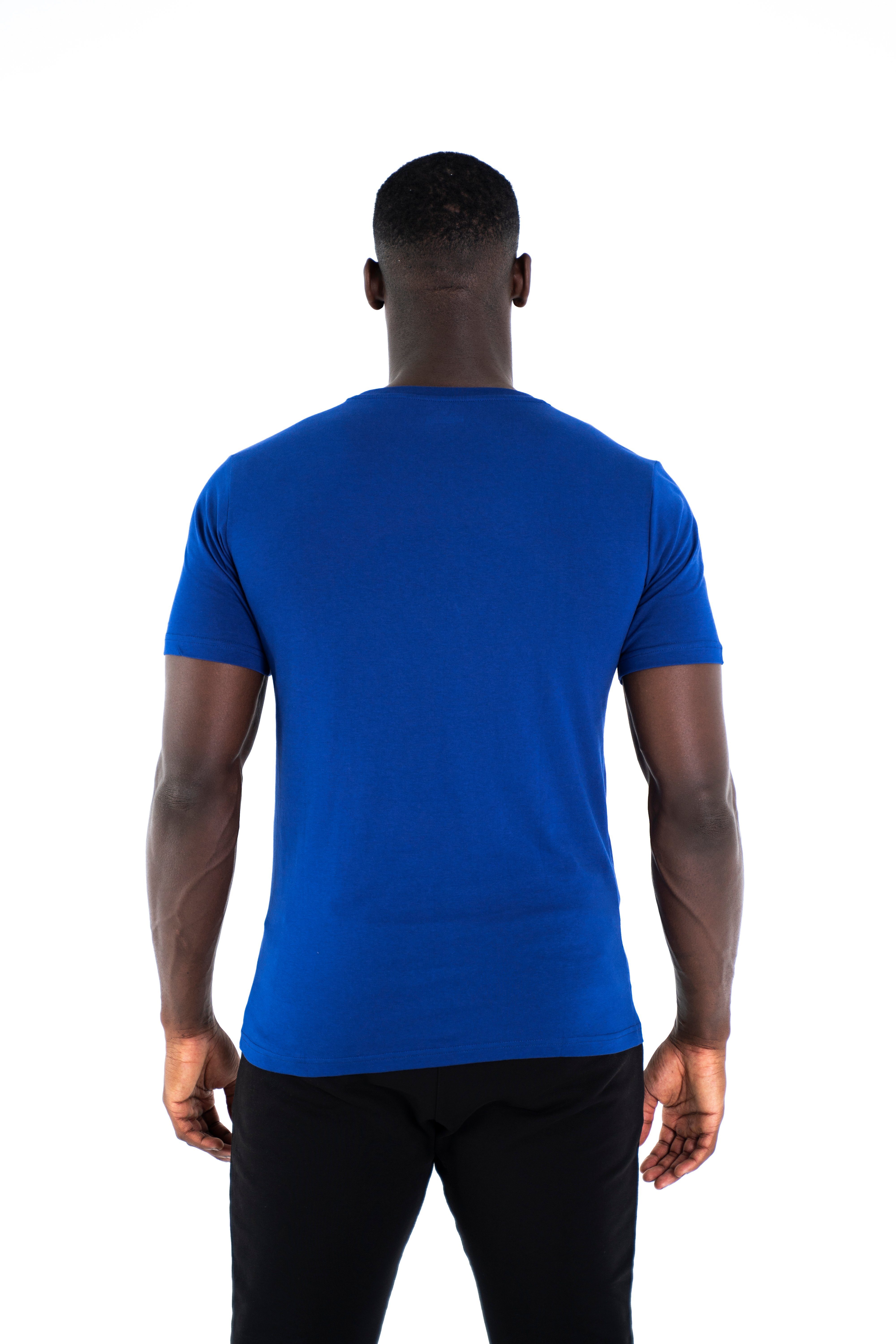 Cotton 100% Sportwear Shirt blau T-Shirt Modern Rundhalsausschnitt, Baumwoll Universum C-Neck