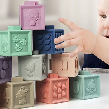Fivejoy Lernspielzeug Babyspielzeug Bausteine Stapelspiel,Sensorik Spielzeug Badespielzeug (12-St)