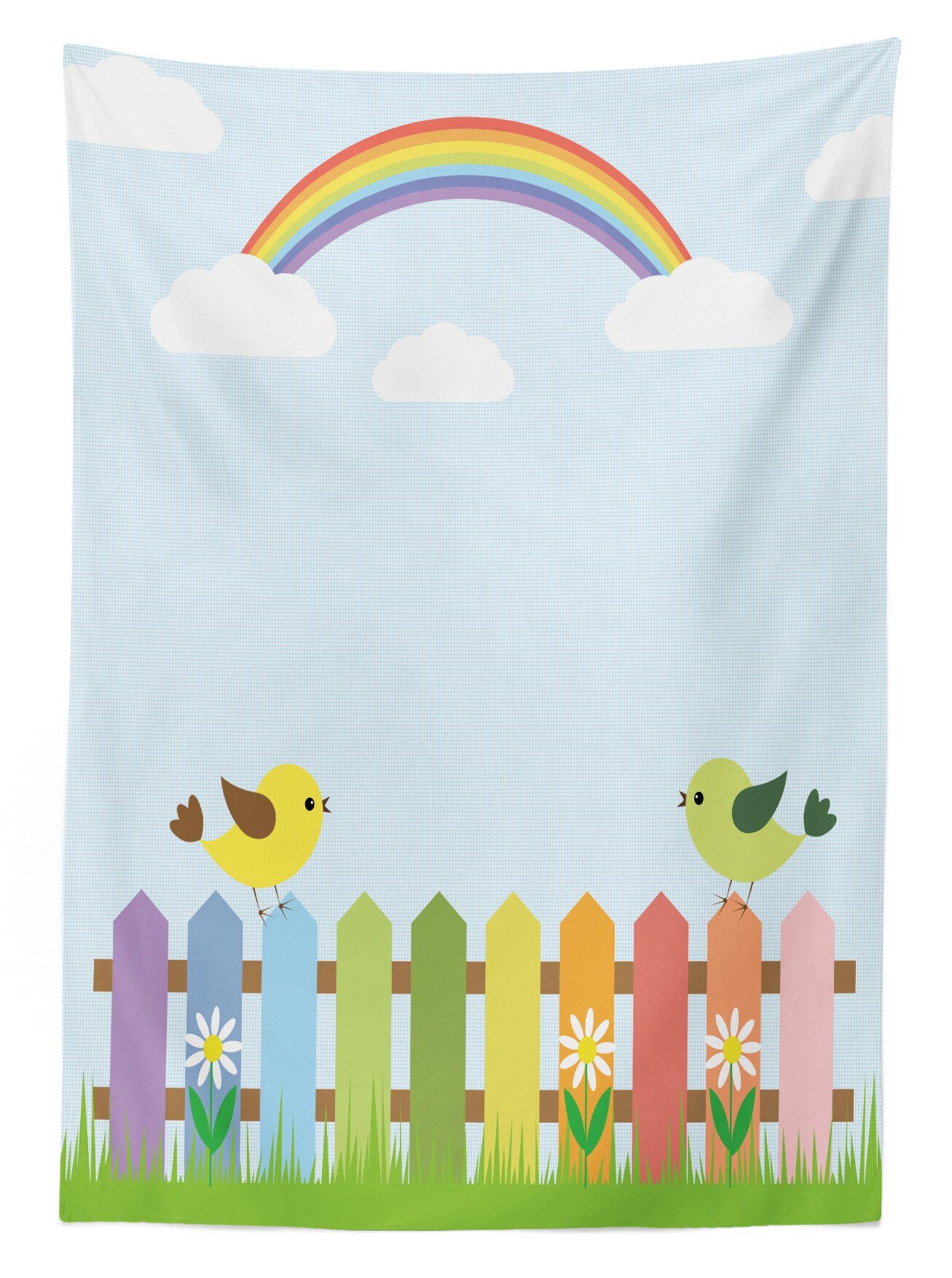 Farben, Jahrgang Tischdecke Für Abakuhaus geeignet auf Rainbow Waschbar Bereich Farbfest Vögel Außen den Zaun Klare