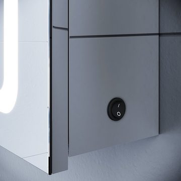 SONNI Badezimmerspiegelschrank LED Spiegelschrank 3-türig Badezimmerspiegel mit Beleuchtung Steckdose, Badschrank