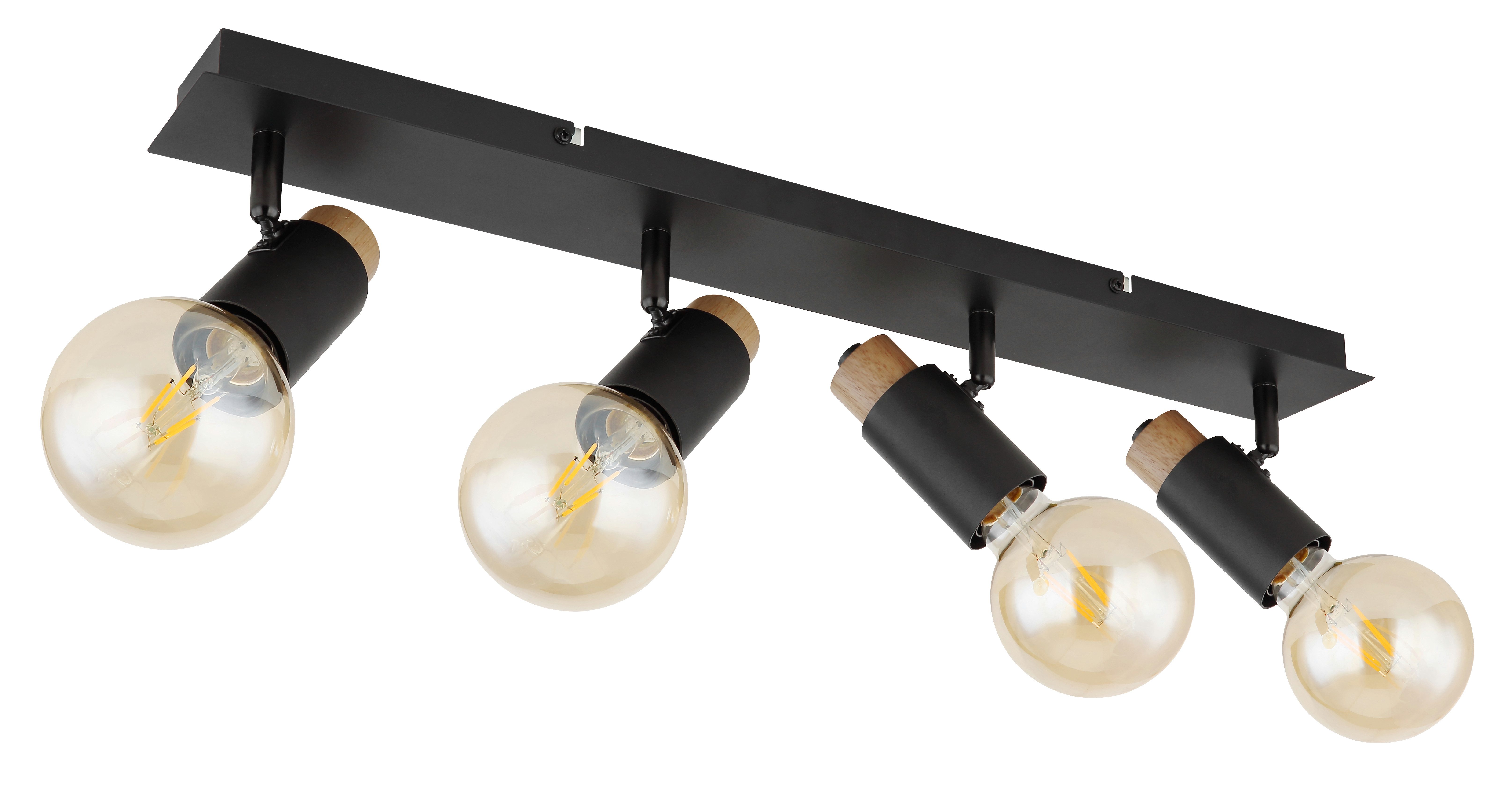 GLOBO LIGHTING Deckenspot MATTI, Leuchtmittel wechselbar, Holzoptik Strahler schwarz matt, beweglich, für Wohnräume