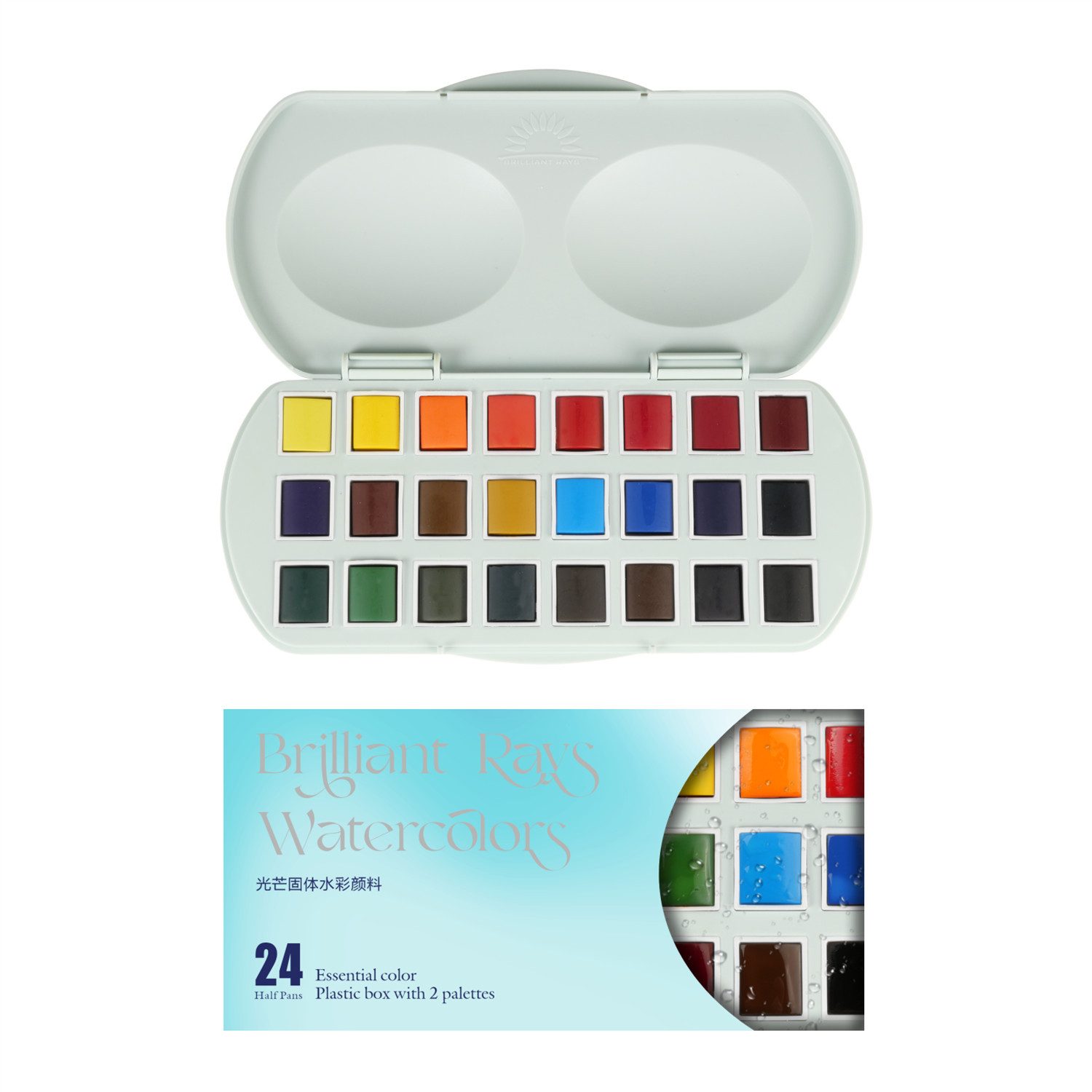 Mairtini Aquarellfarbe Set – 24 Цвета in halben Näpfchen – mit Elegantes Ovaler Etui, Ideal für unterwegs & kreative Momente