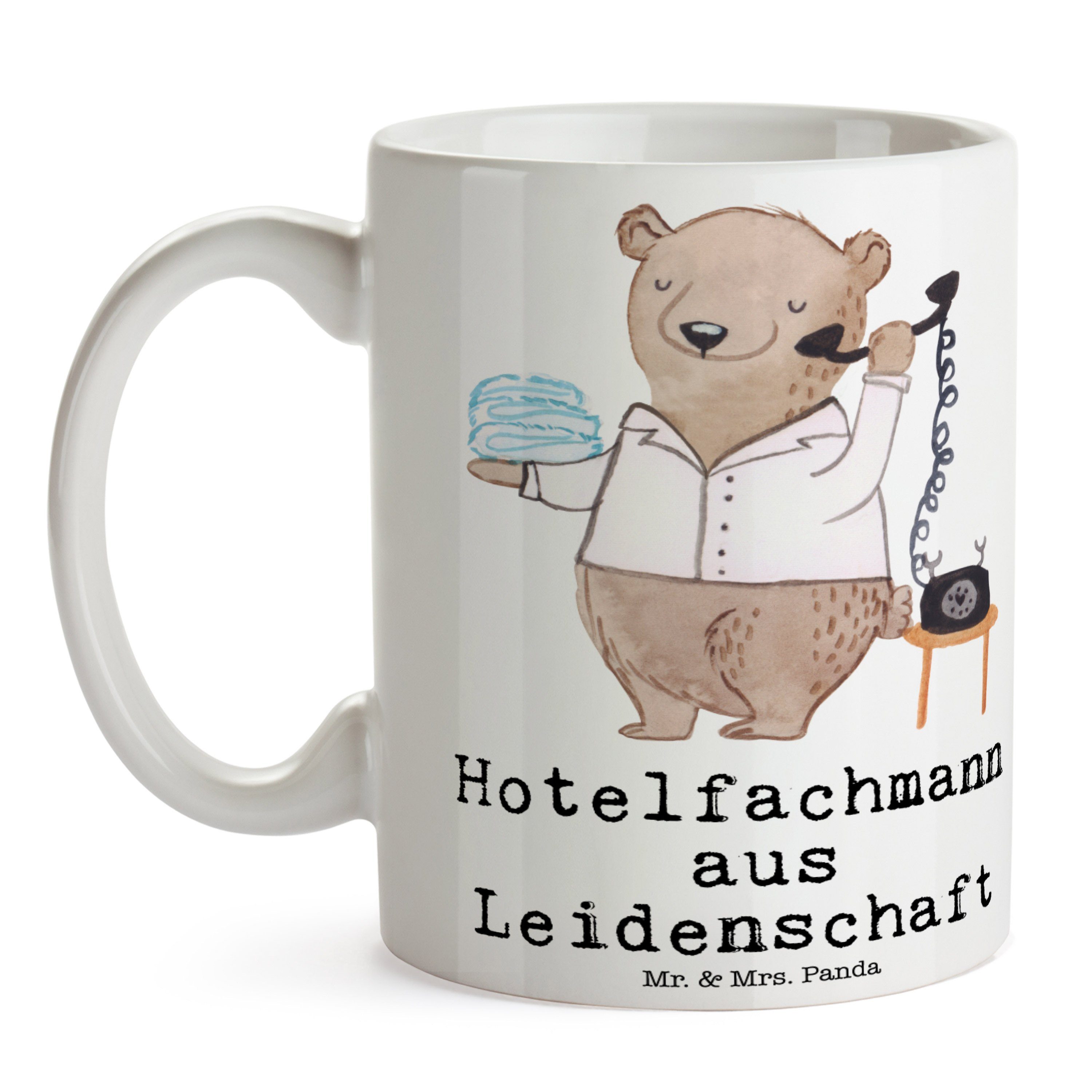 Geschenk, Mr. - Tasse & Mrs. Weiß Hotelfachangestellt, Leidenschaft - Hotelfachmann Panda aus Keramik